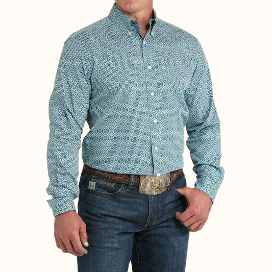 Cinch Modern Fit Button-Down Western Shirt light blue front angle view