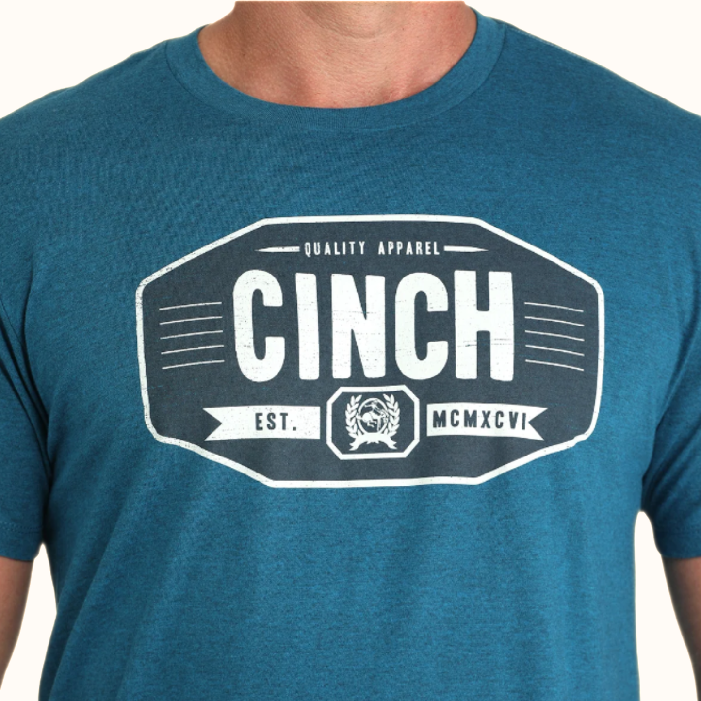 Cinch Teal Heather Logo Graphic T-Shirt front view