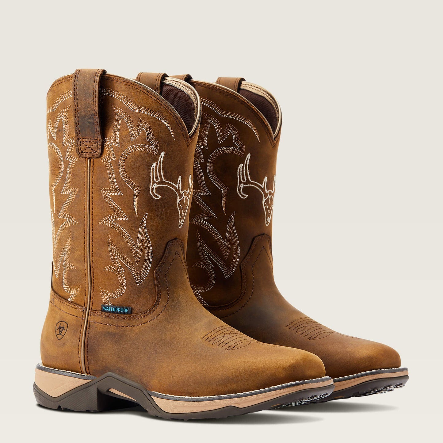 Pair of Ariat Anthem Deer Waterproof Western Boots