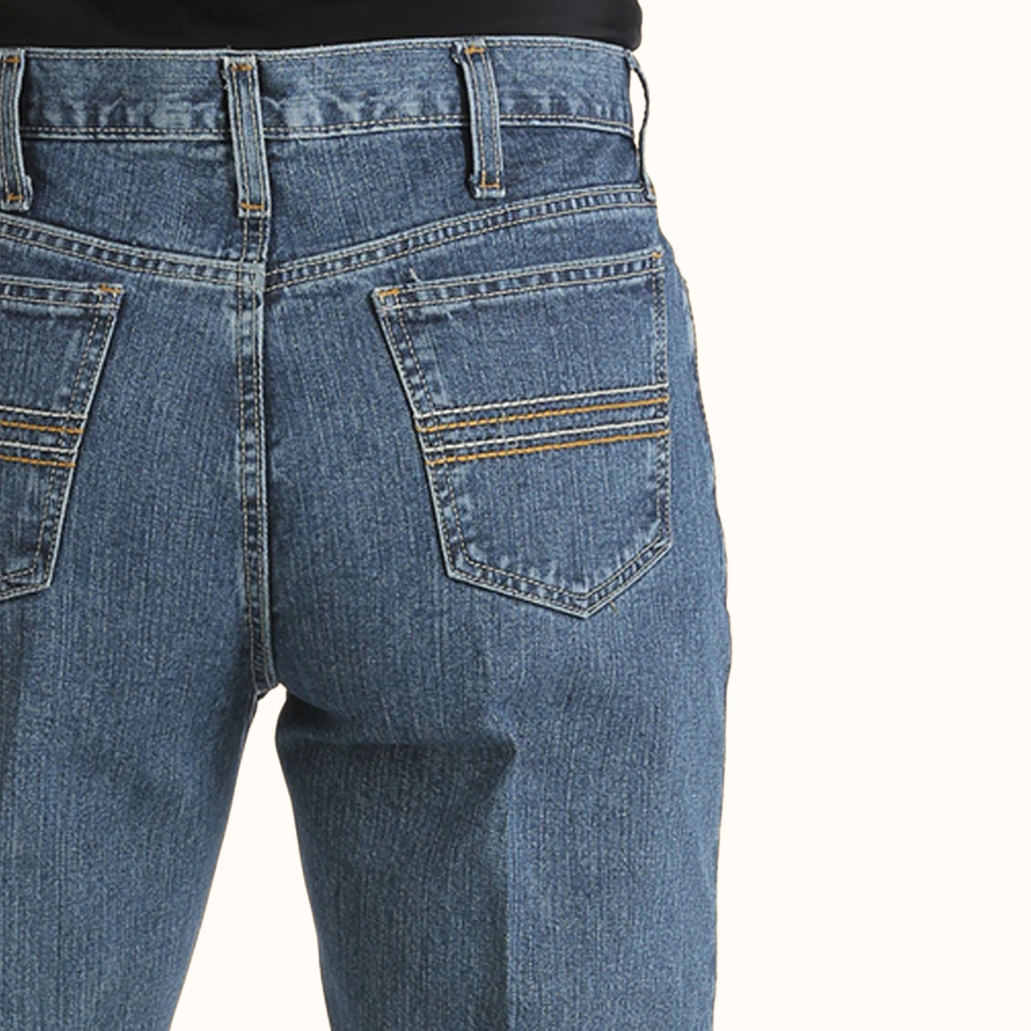 Cinch Men’s Silver Label 001 Rigid Medium Stone Jeans back pocket detail