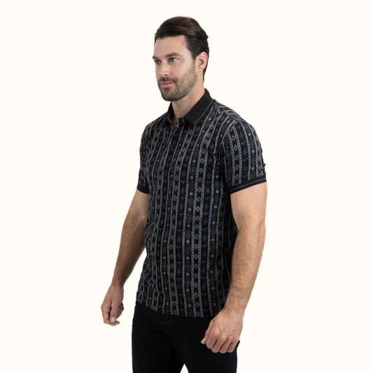 Platini black stretch polo front angle view
