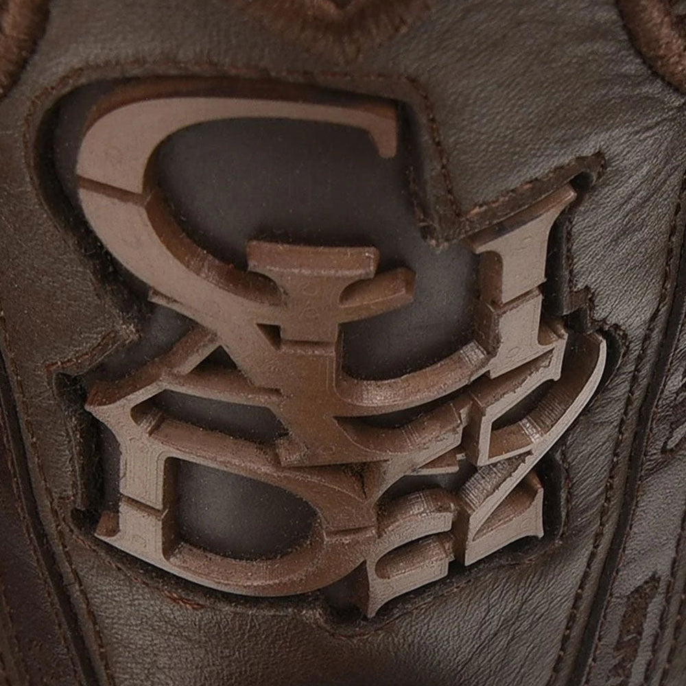 Engraved Cuadra logo on Honey Rodeo Cowboy Boots