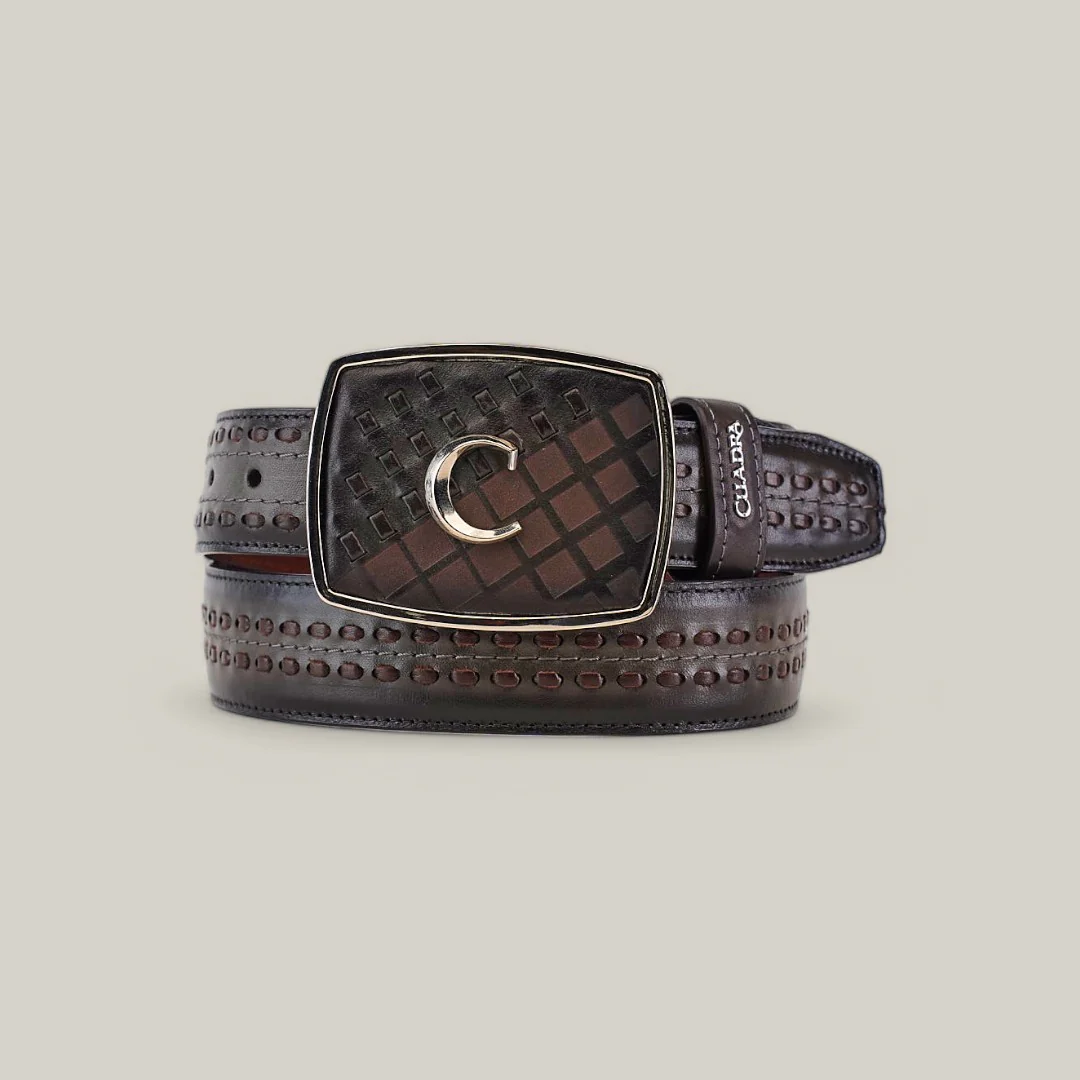 Cuadra Over Black Laser & Woven Belt front view