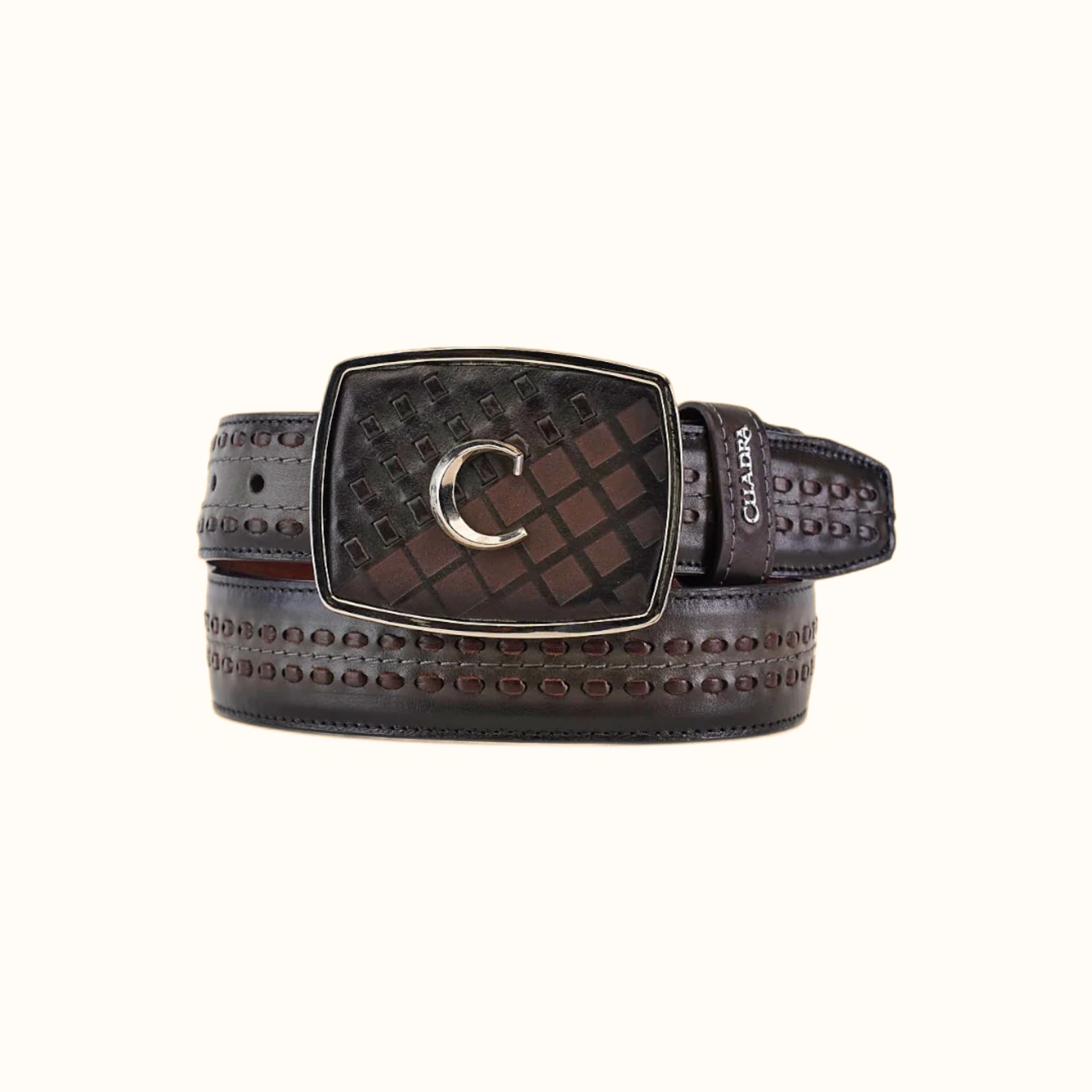 Cuadra Over Black Laser & Woven Belt front view