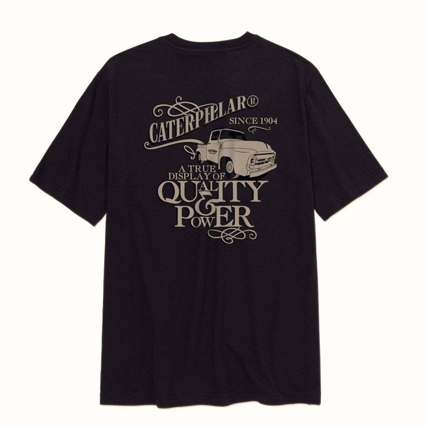 CAT Basic Anthra graphic tee for men in black with front logo print