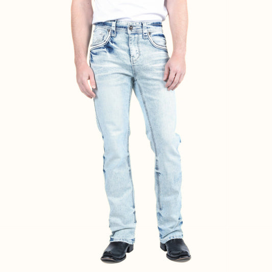 Platini Light Blue boot cut jeans front view