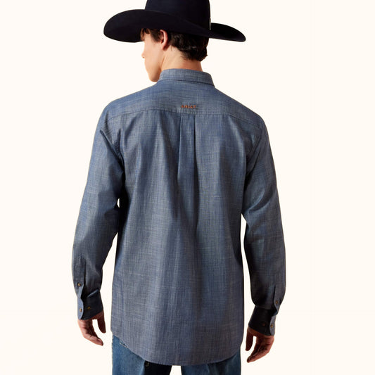 Ariat Team Logo Twill Fitted Shirt blue back view