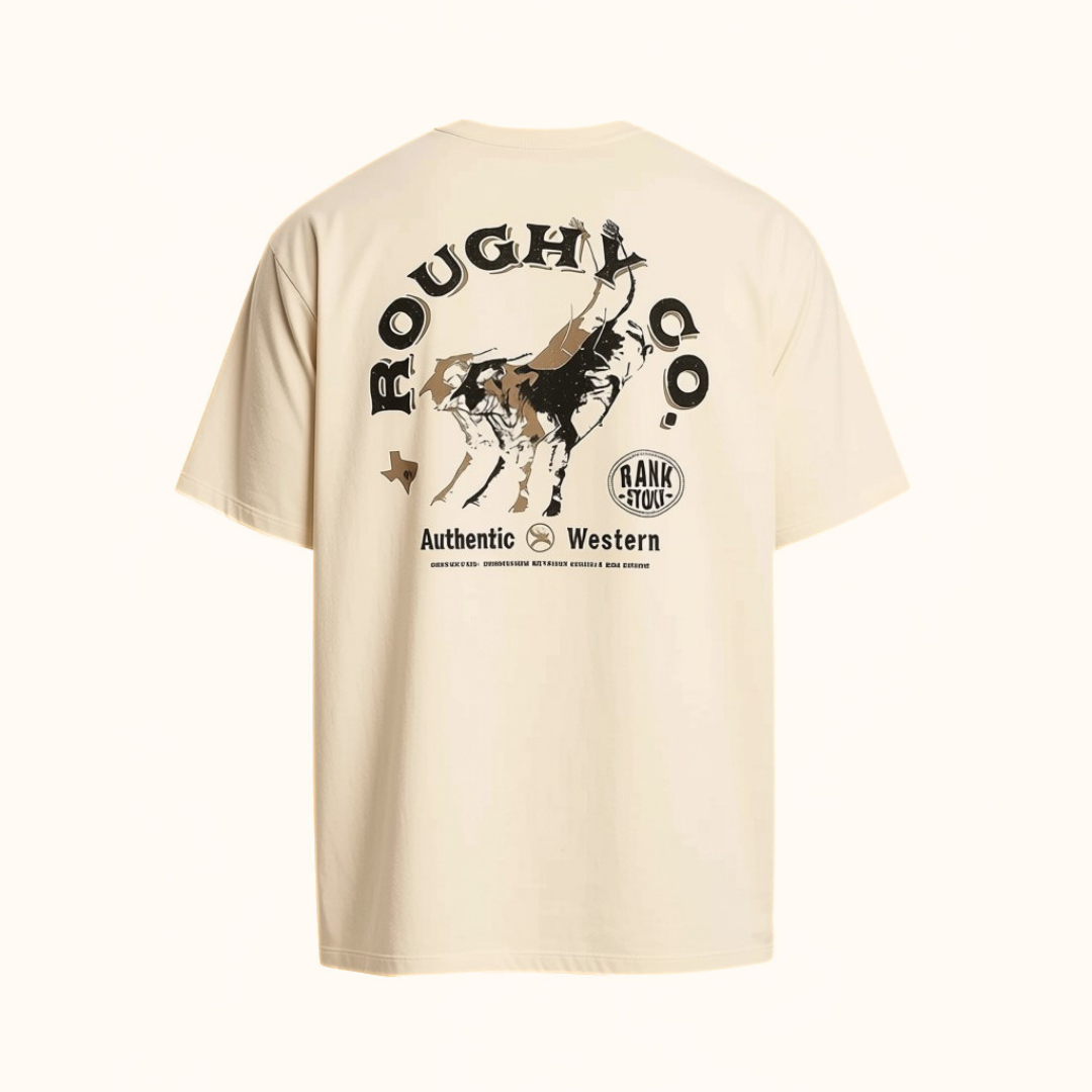 Hooey Roughy Co men’s tan T-shirt back view