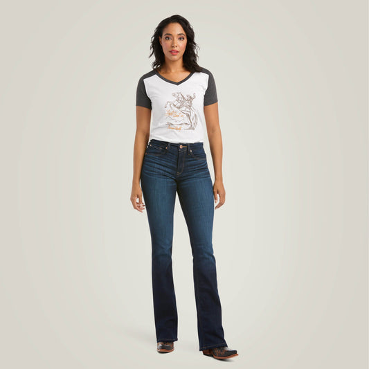 Ariat R.E.A.L. High Rise Ballary Boot Cut Jean full-length fit view
