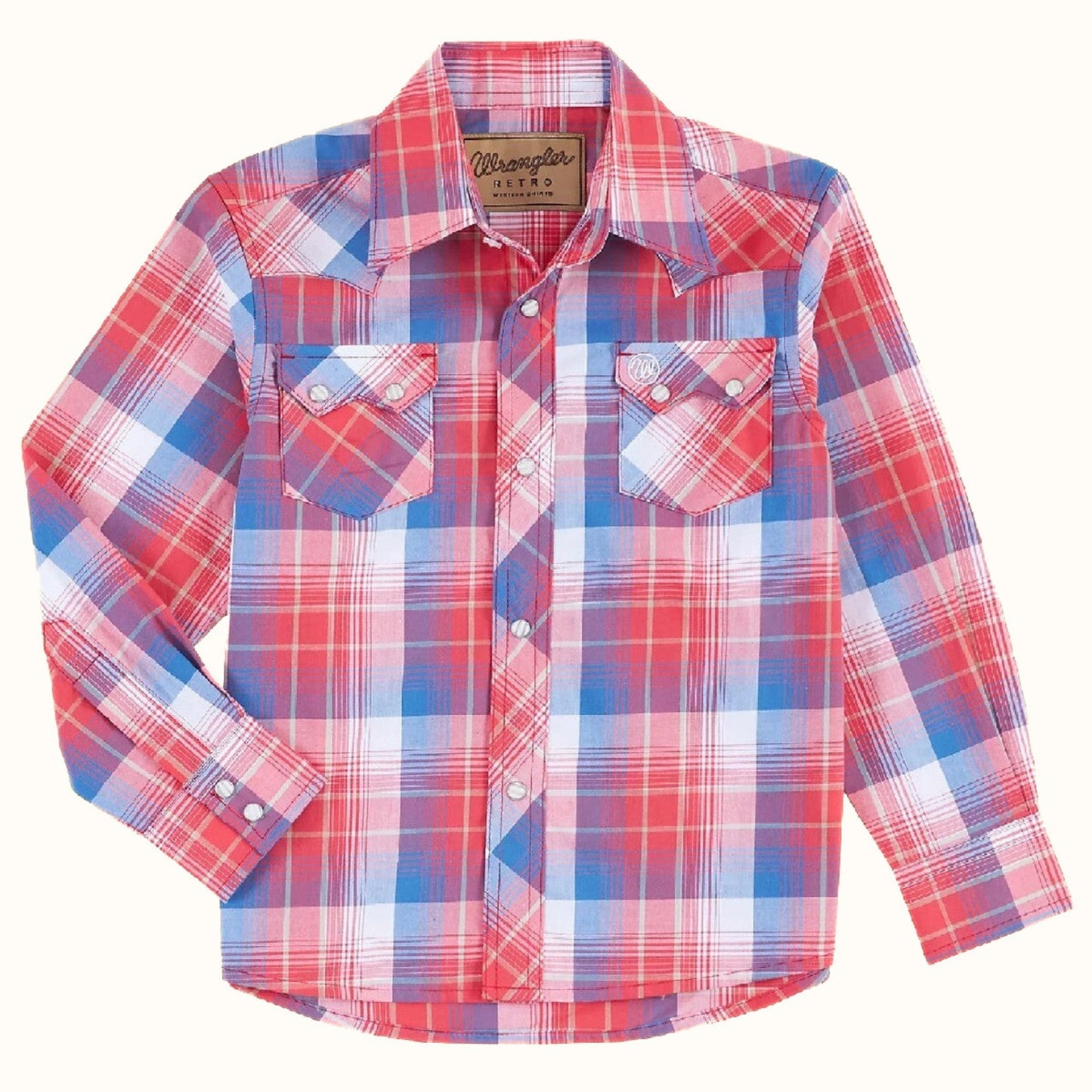 Wrangler Long Sleeve Western Plaid Shirt front view