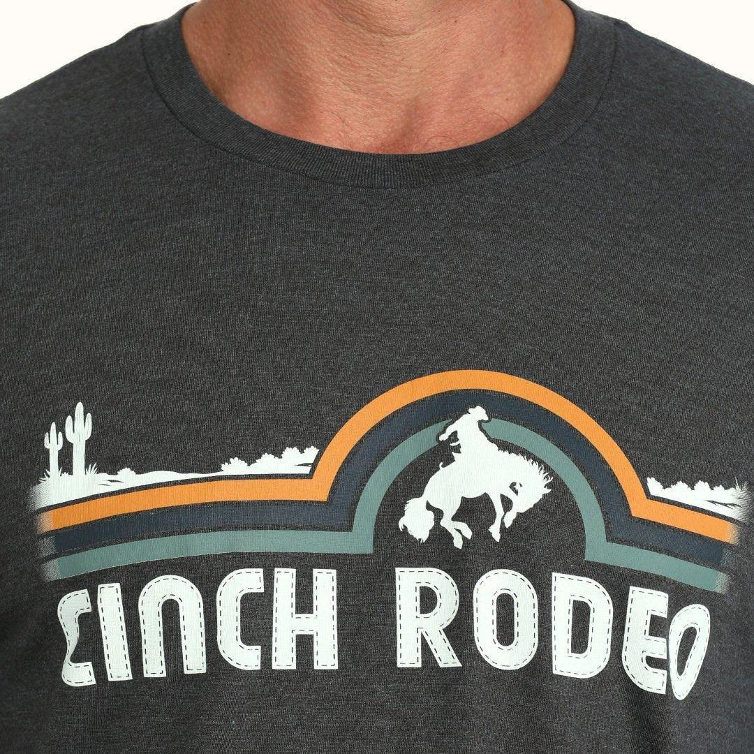 Cinch Men’s Rodeo Graphic T-Shirt in charcoal front logo view
