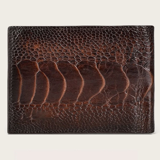 Cuadra Brown Ostrich Leg Leather Wallet back view