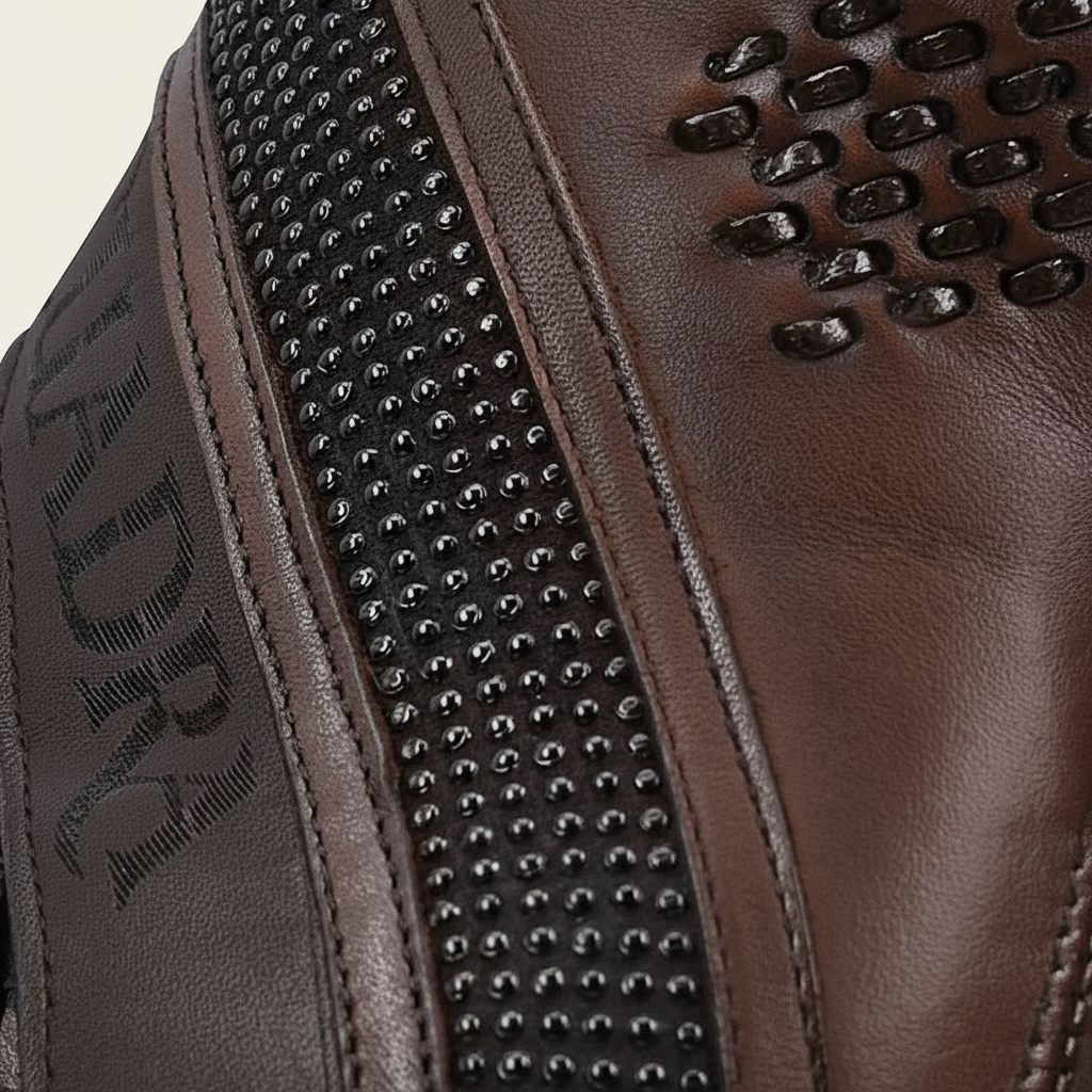 Hand-Painted Brown Leather Ankle Bootie