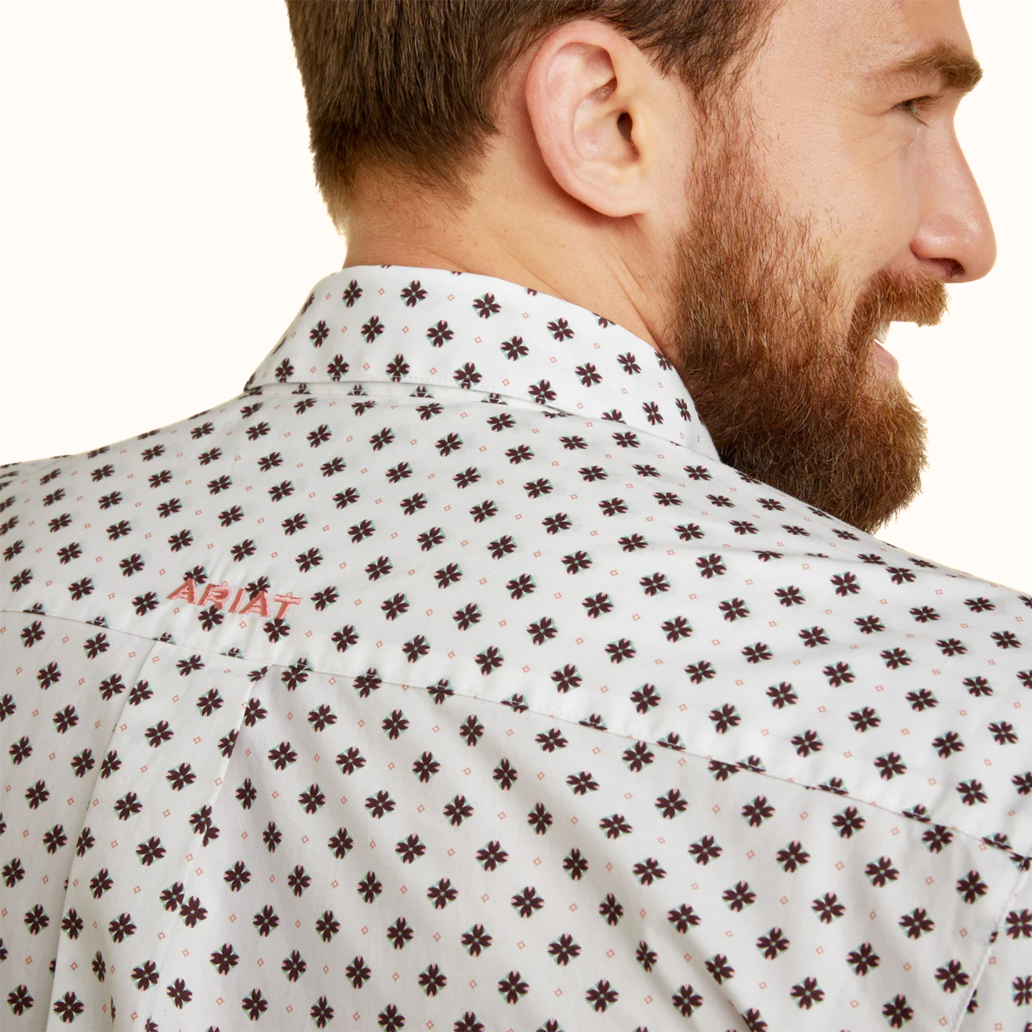 Close-up of Ariat Aiden Classic Fit White Shirt fabric pattern