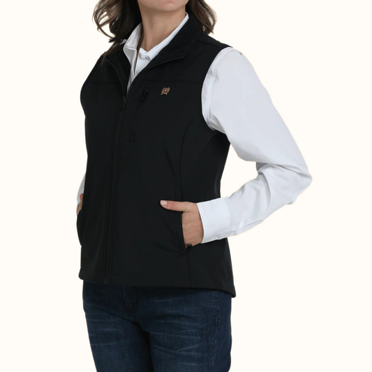 Cinch Women’s Windproof Vest angled view on model