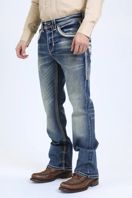 Holt Men's Blue Slim Boot Cut Jeans