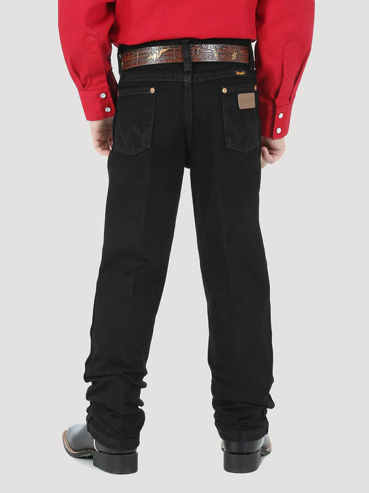 Wrangler Boy’s Cowboy Cut Original Fit Jean back view on model in black