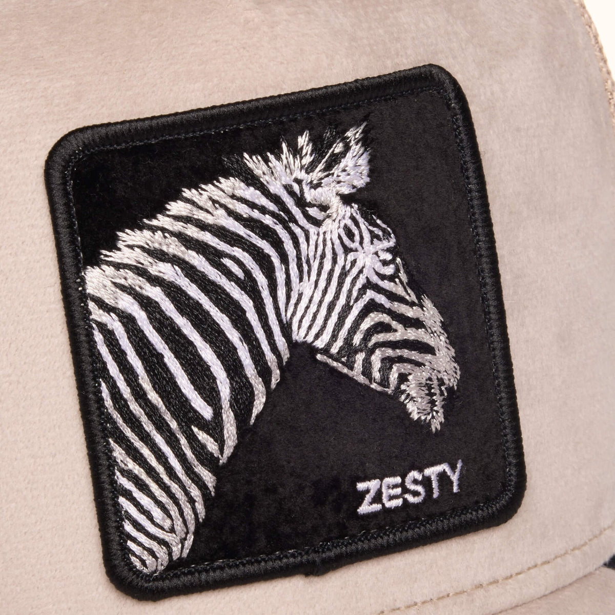 Goorin Bros. Velour Zesty biscuit trucker hat patch view
