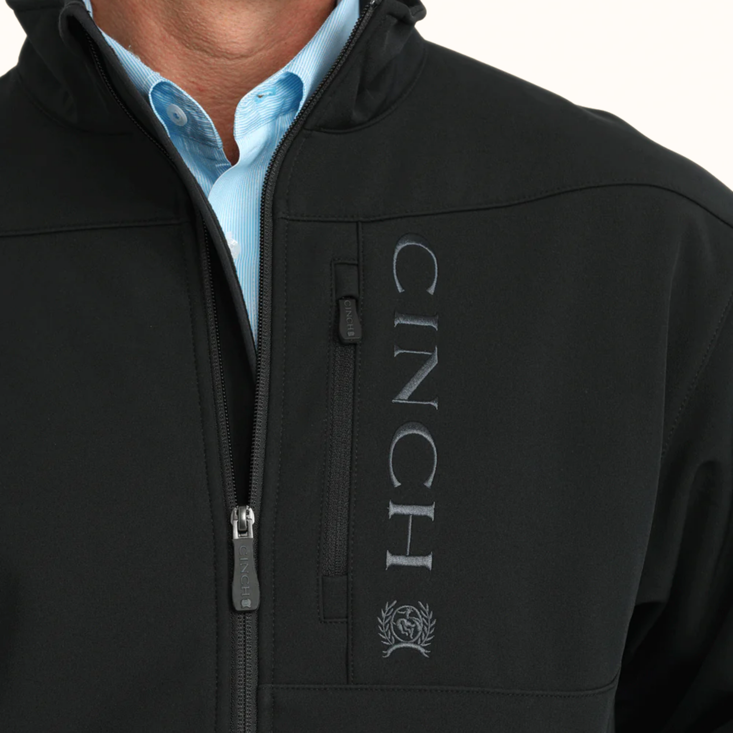 Cinch Men’s Bonded Jacket Black chest detail