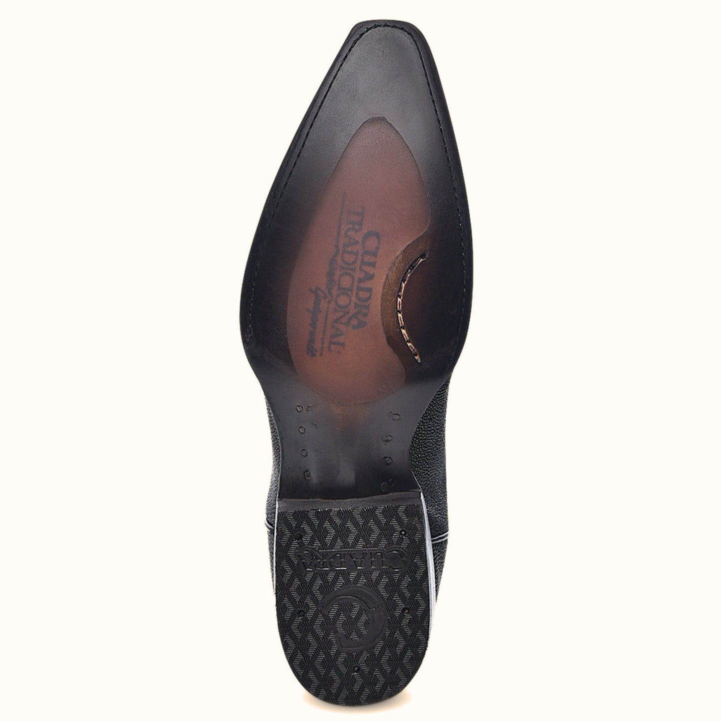 Cuadra Black Stingray Pointed Toe Western Boots outsole view