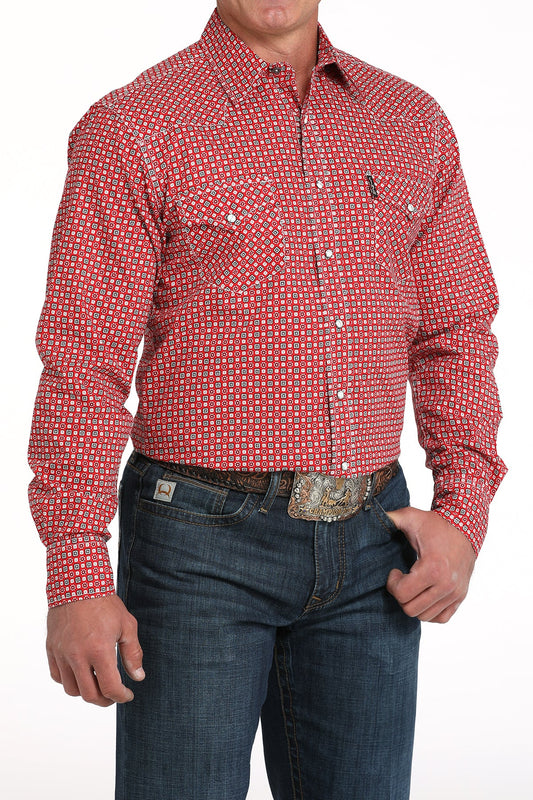 Angled front view of Cinch Long Sleeve Print Modern Shirt
