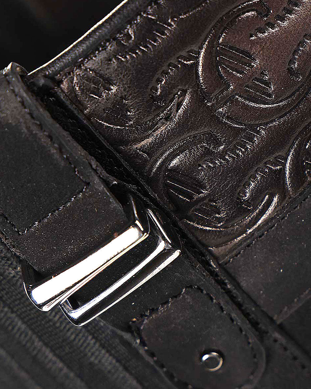 Cuadra Black Stingray Leather Knee High Boots leather view