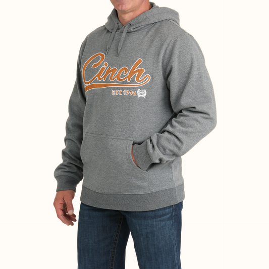 Cinch Logo Hoodie angle view in gray