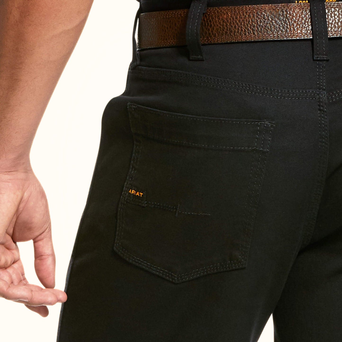 Ariat Rebar DuraStretch Made Tough 10” Men’s Shorts back pocket detail