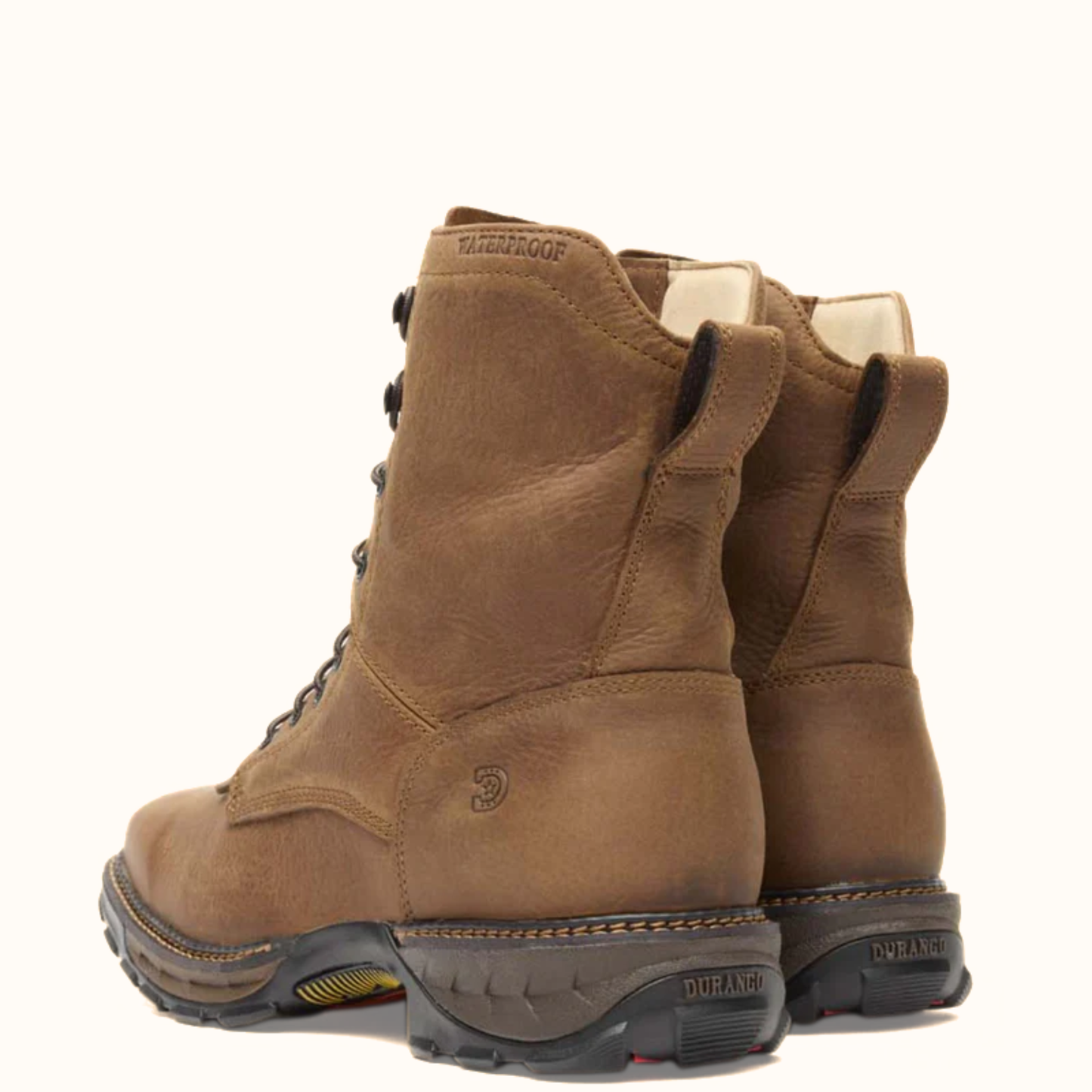 Angle back view of Durango Maverick XP Brown waterproof work boot