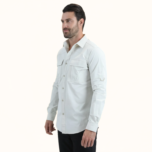 Platini Men’s Fishing Stone Long Sleeve Shirt angled view