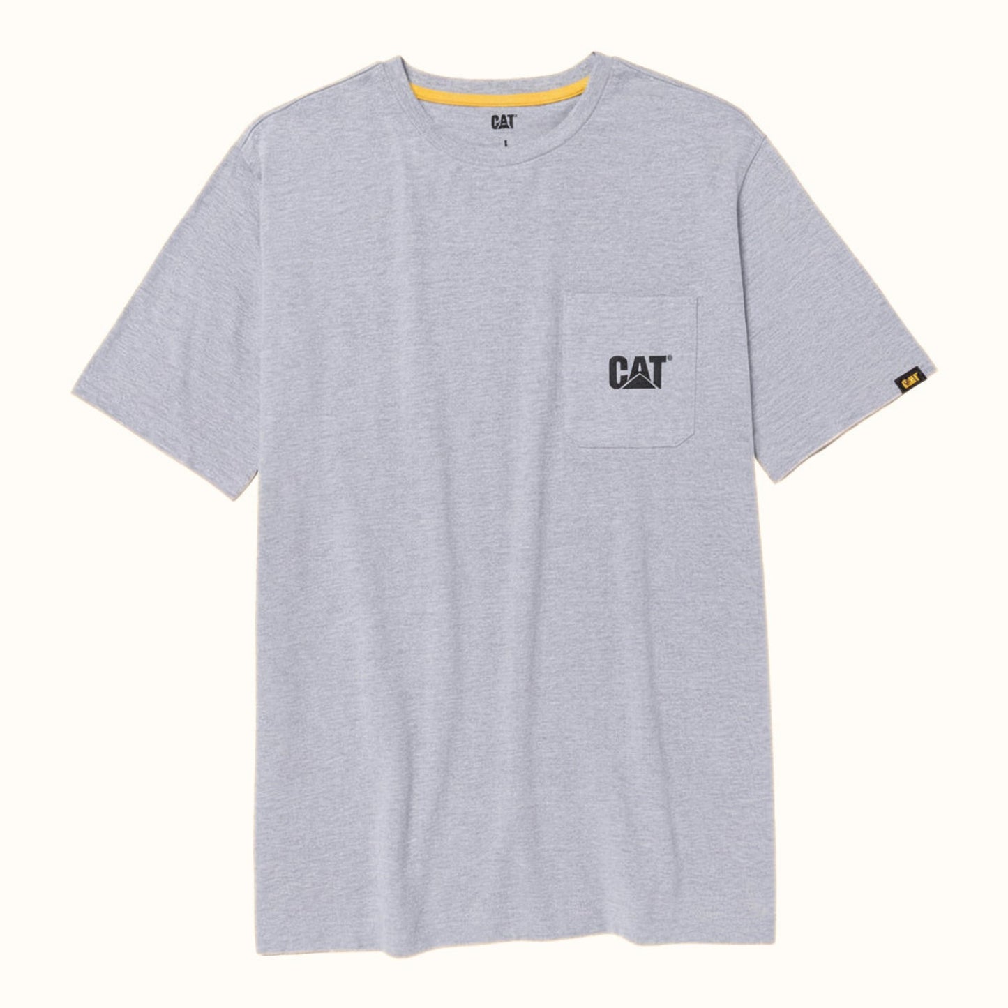 CAT Tough Cut Short Sleeve Gray Pocket Tee for men in gray with chest pocket