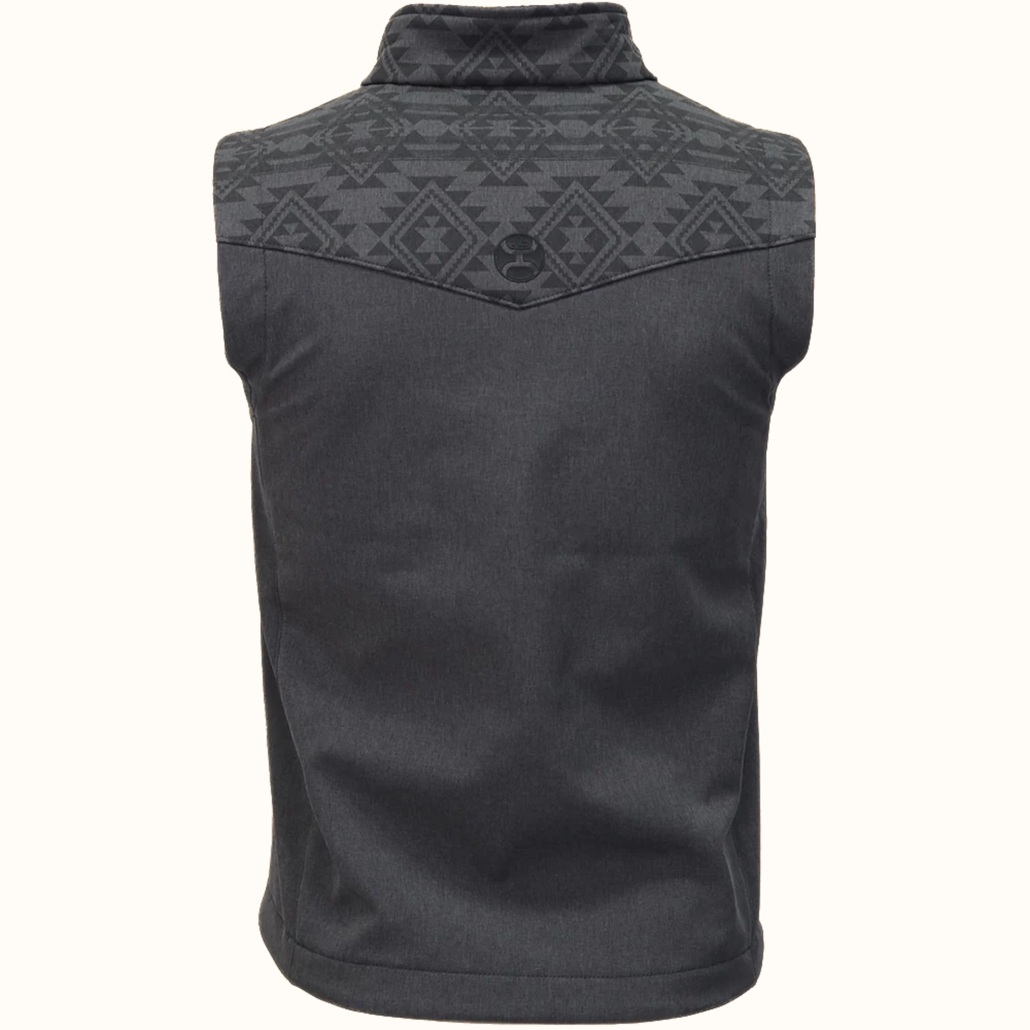 Hooey Jackson Softshell Vest Grey with Aztec Pattern back view