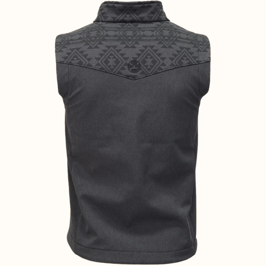 Hooey Jackson Softshell Vest Grey with Aztec Pattern back view