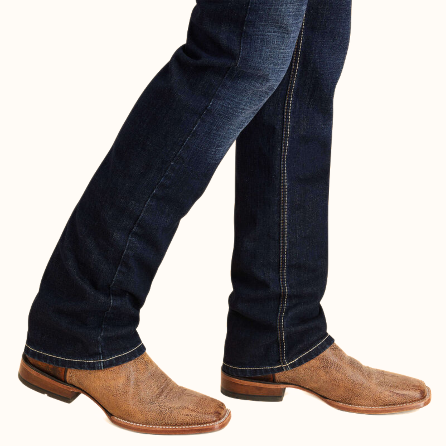 Ariat M7 Slim Treven Straight Men’s Jeans side profile over boots