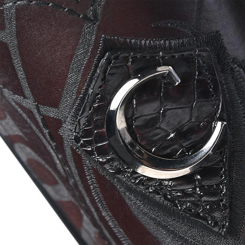 Black Cherry Caiman Embroidery & Laser & Woven French Toe