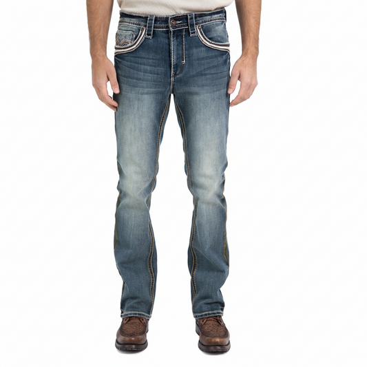 Holt Men's Dark Stone Slim Boot Cut Jeans