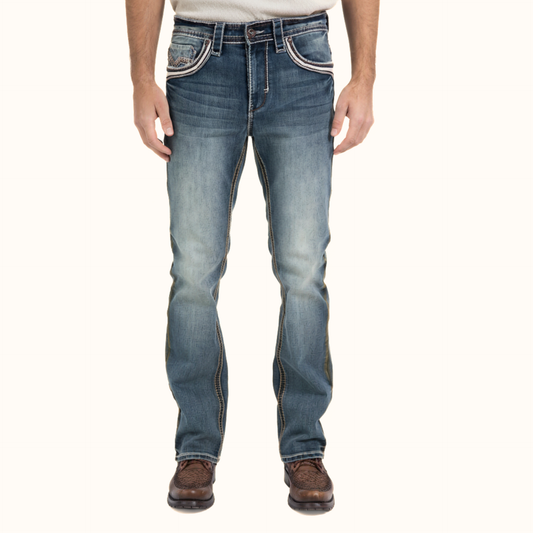 Platini Holt Dark Stone boot cut jeans front view
