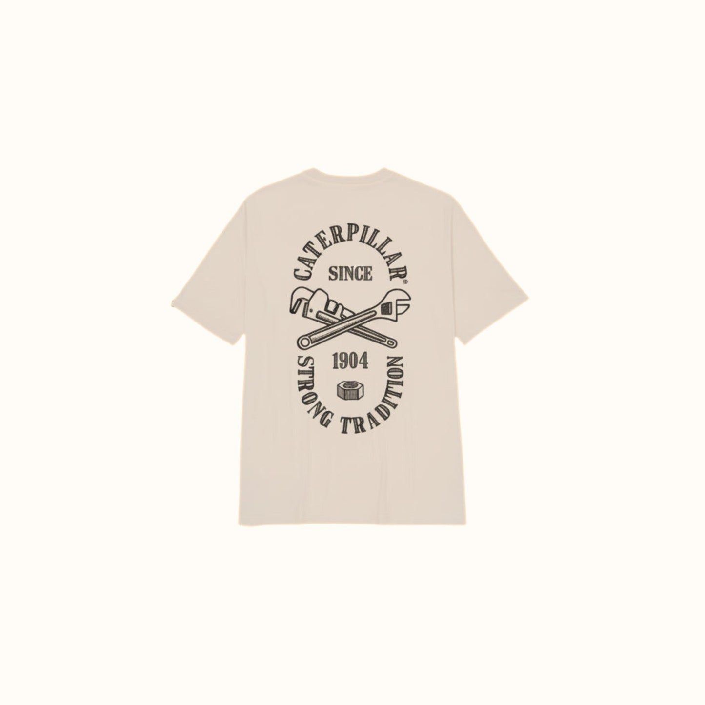 CAT Basic Graphic Tradition Peyote T-Shirt front view in light beige with graphic logo