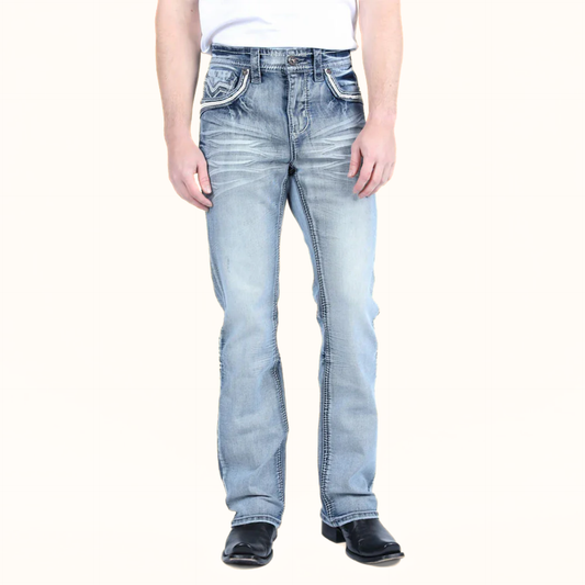 Platini Light Blue boot cut jeans front view