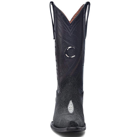 Black Stingray Laser & Embroidery Pointed Toe