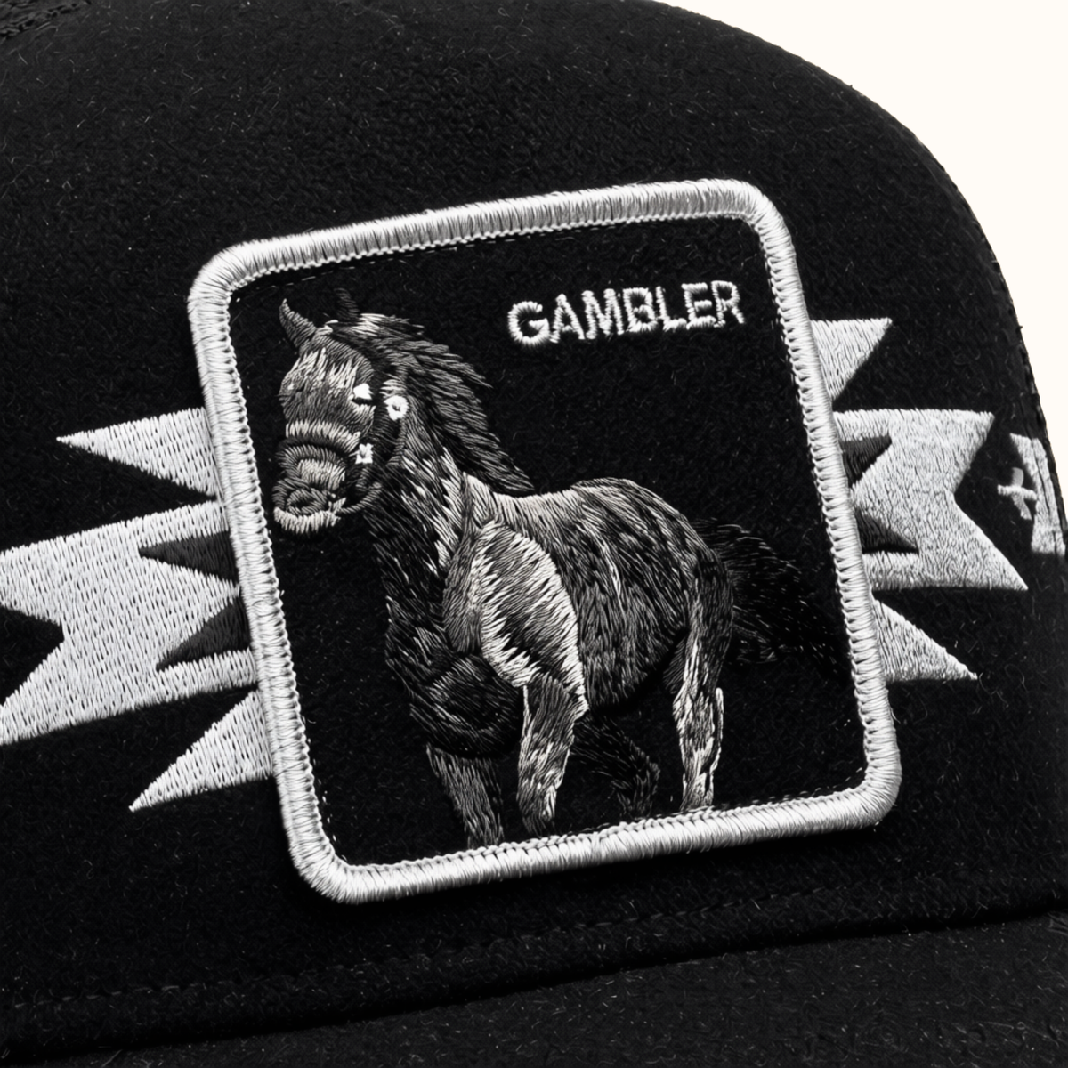 Goorin Bros. Canyon Gambler black trucker hat patch view