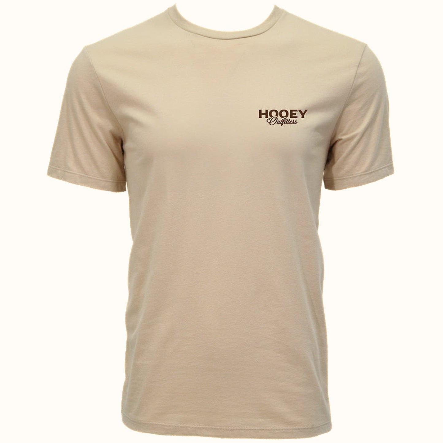 Hooey Outfitters Tan T-Shirt front view in tan with Hooey graphic logo