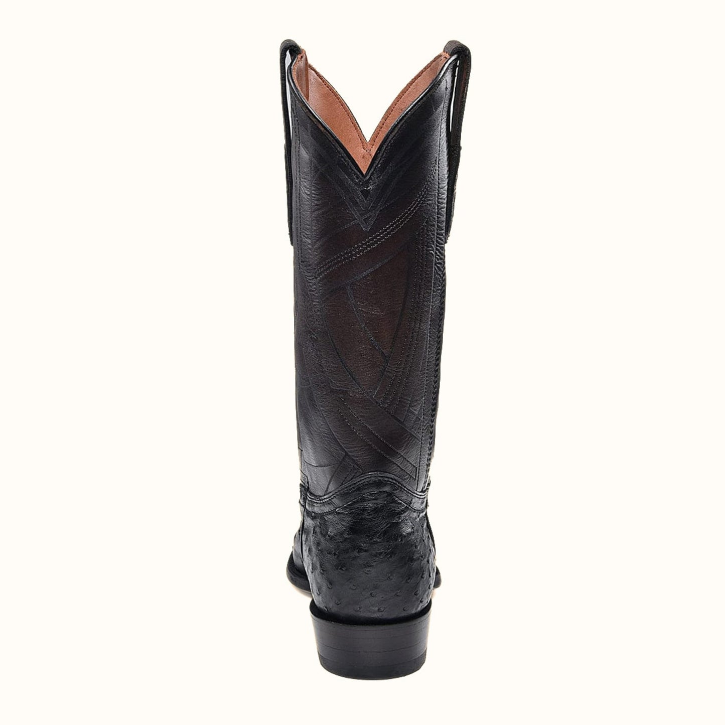 Cuadra Black Ostrich Snip Toe Western Boots back view