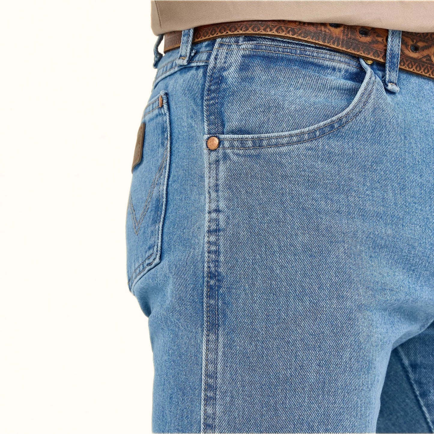 Wrangler Antique Wash Cowboy Cut® Original Fit Men’s Jeans front pocket detail