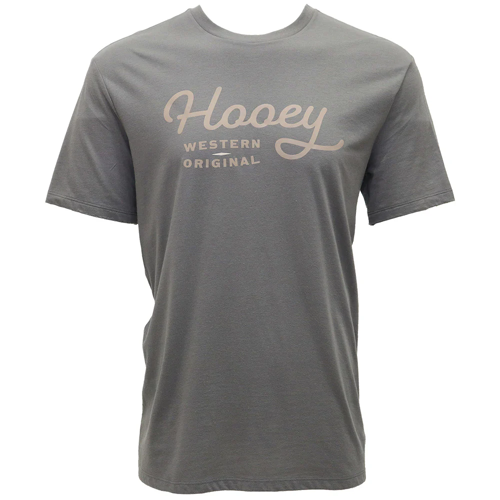 Camiseta "Og" Gris Acero con Logotipo Marrón Claro y Crema