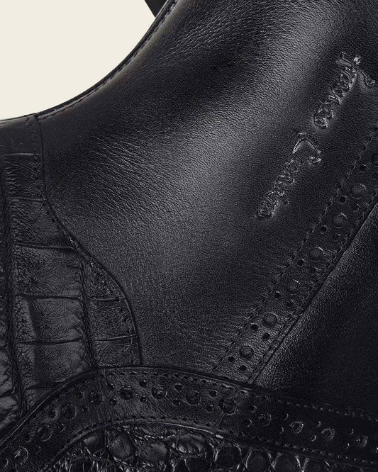 Hand-Painted Exotic Black Leather Dress Boots