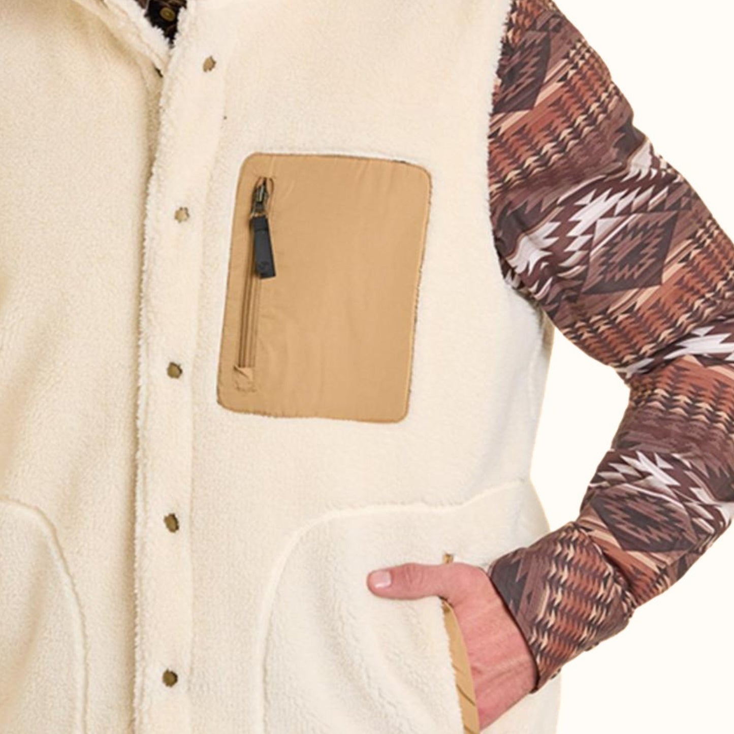 Rock & Roll Denim Reversible Puffer Vest sherpa detail