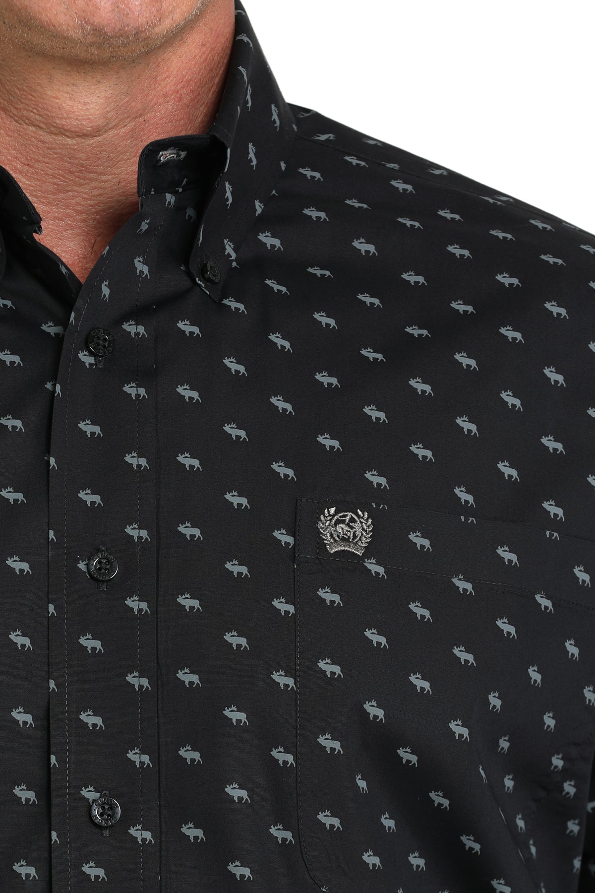 Close-up of Cinch Black Print Button Down Shirt pattern