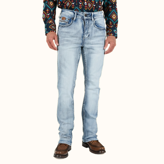 Platini Light Blue Holt boot cut jeans front view