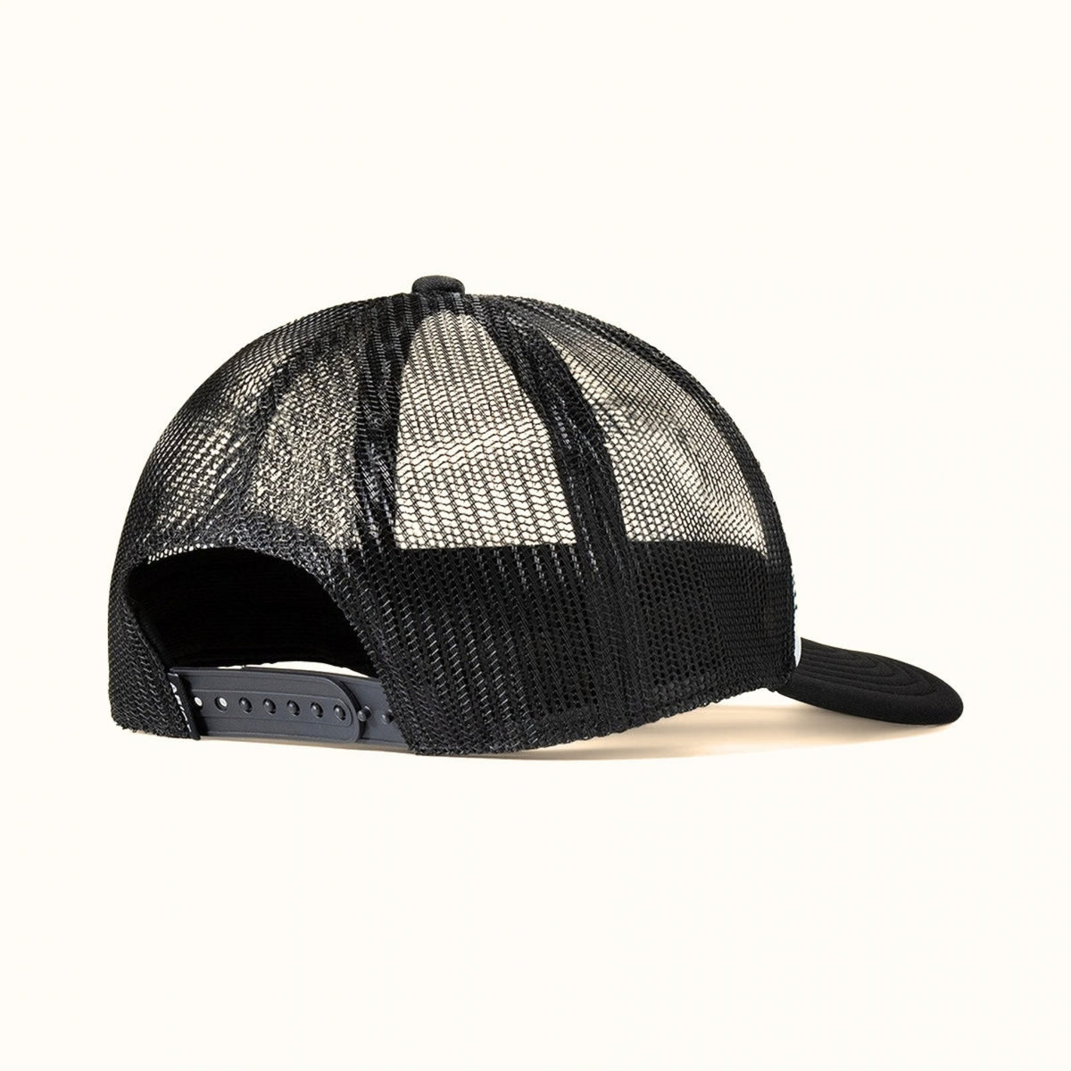 Ariat women’s black and white Southwestern pattern trucker cap back view